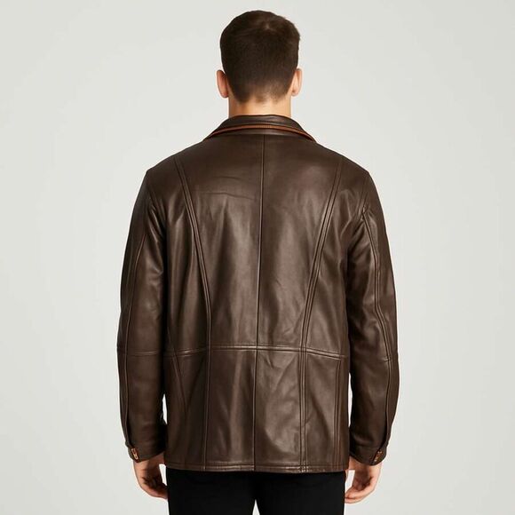 Boston Outfitters | Brn Genuine Leather Quilted Lined Bomber Jacket Size L | EUC - Picture 2 of 16